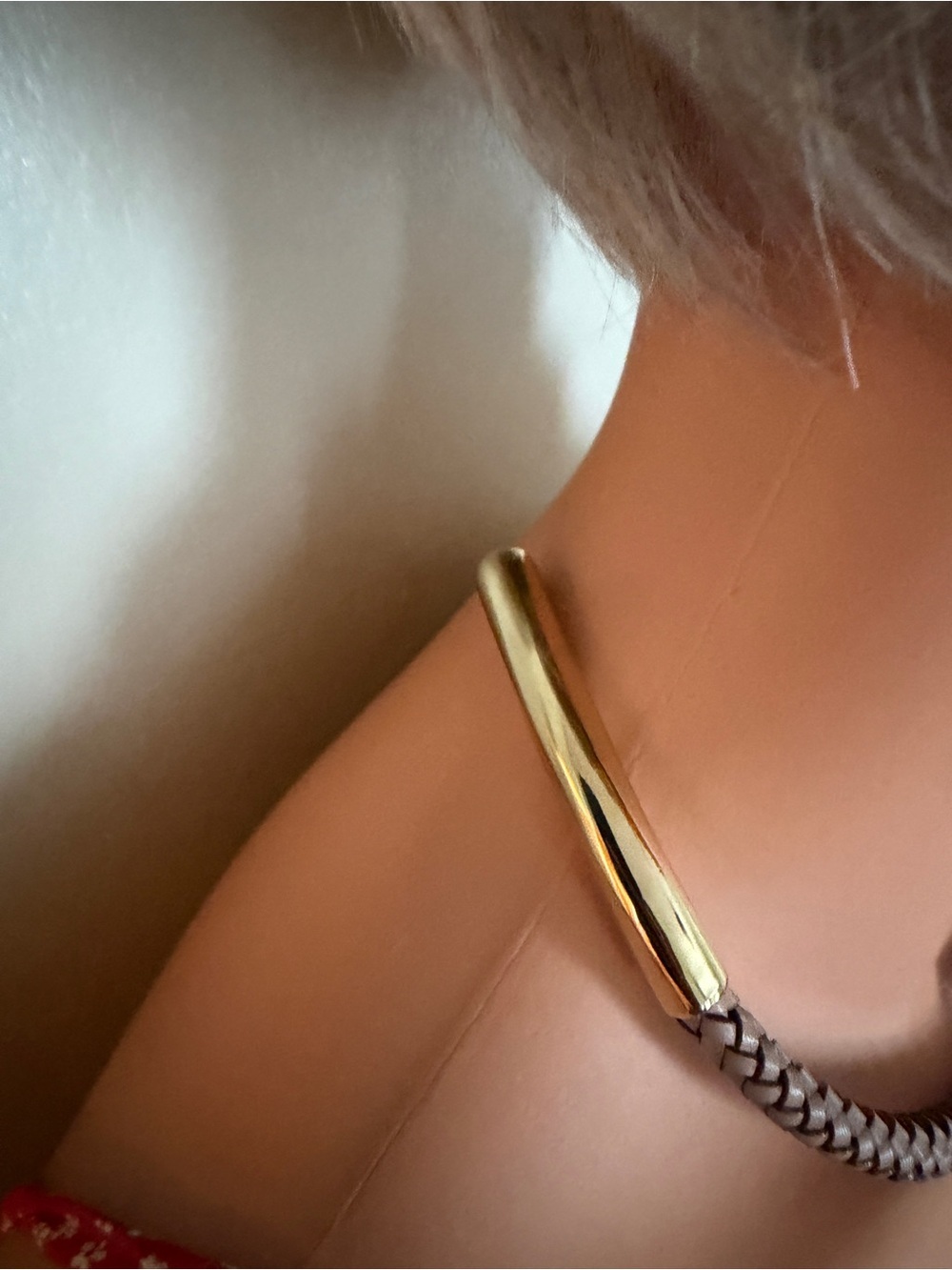 J. Crew Beige Braided Collar Necklace with Gold Accents - Picture 2 of 5